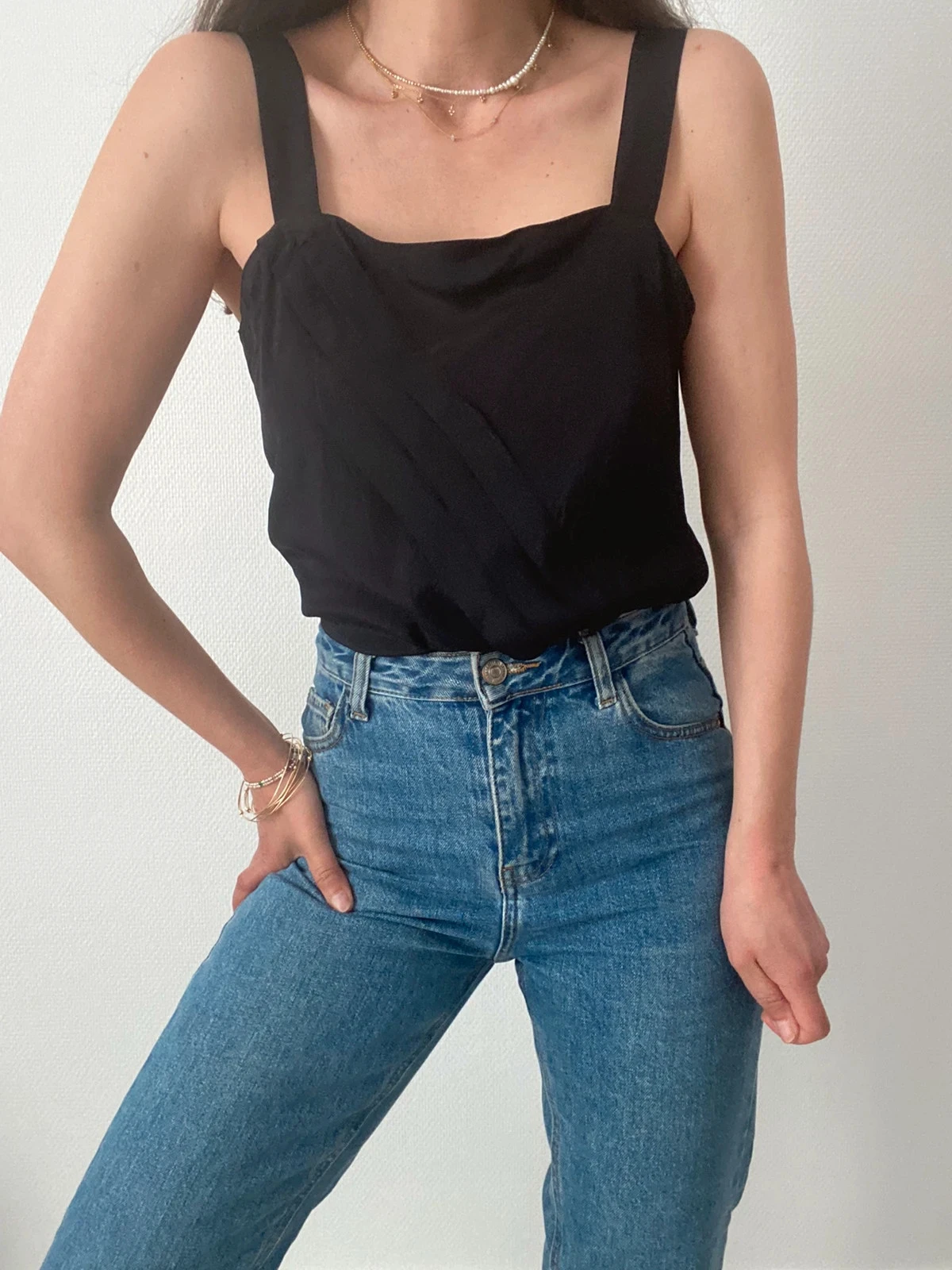 🌺Top met schouderbanden in retrostijl met plooien – photo 8